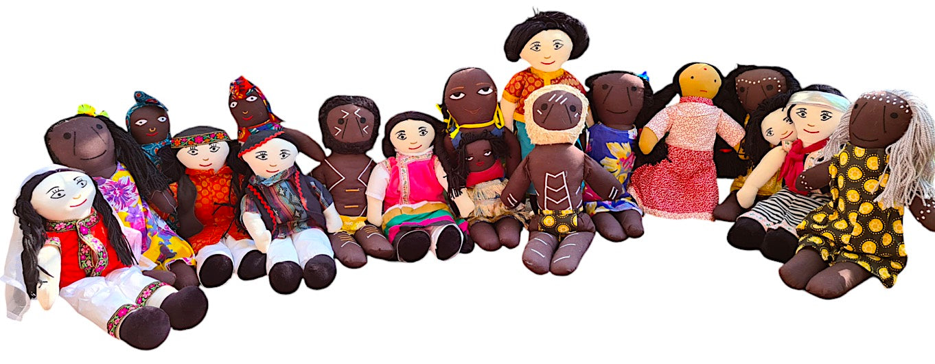 Fabric Dolls From Around the World Complete Set 16 pcs