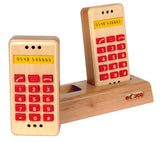 Wooden Push Button Phones Set on Stand