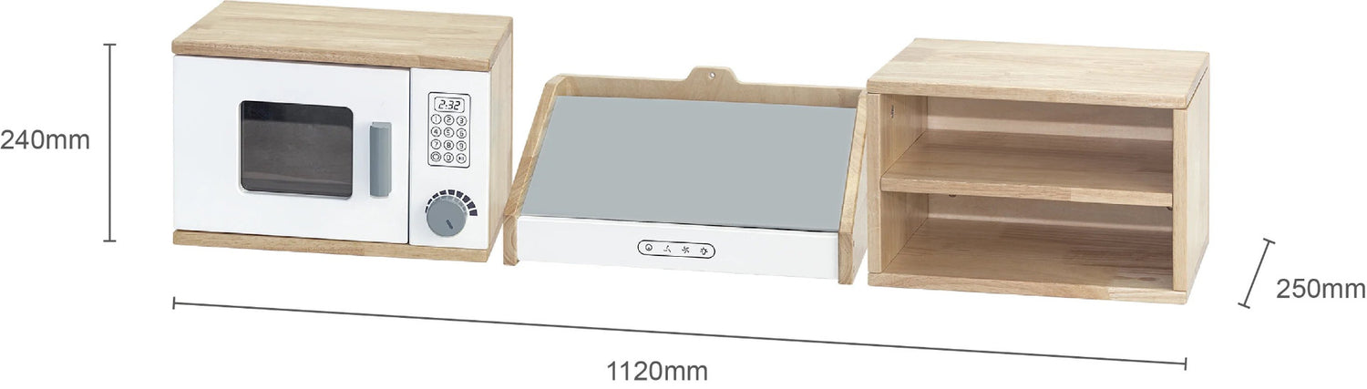 Solid Timber Microwave, Rangehood and Overhead Cupboard Set White Series