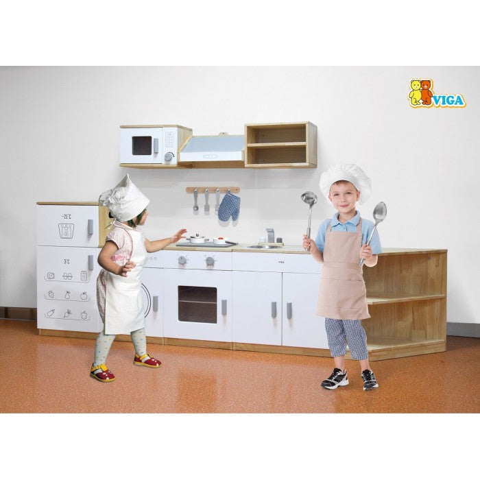 Solid Timber Microwave, Rangehood and Overhead Cupboard Set White Series