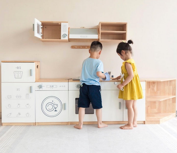 Solid Timber Microwave, Rangehood and Overhead Cupboard Set White Series
