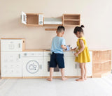 Solid Timber Microwave, Rangehood and Overhead Cupboard Set White Series