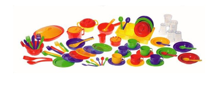 Plasto Large Kitchen Set with Dishrack – 72 Piece Role Play Set