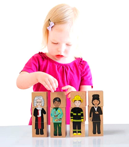 Mix ’n’ Match Career Blocks – 12pc Wooden Set of Community Occupations