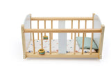 Doll’s Rocking Cradle – Wooden Pretend Play Bed with Washable Cushions