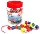 Wooden Lacing Beads in Jar 90pcs