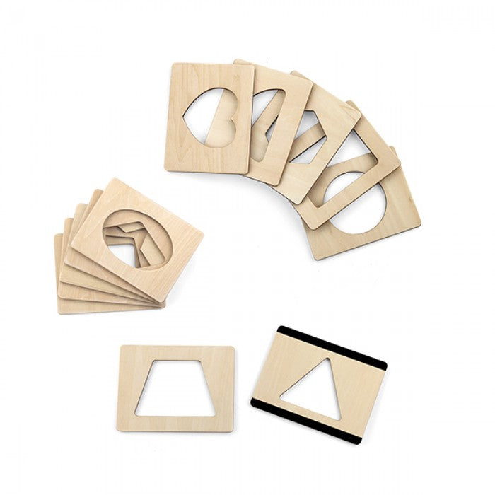 Magnetic Wooden Drawing Stencils in Drawstring Bag 12pcs