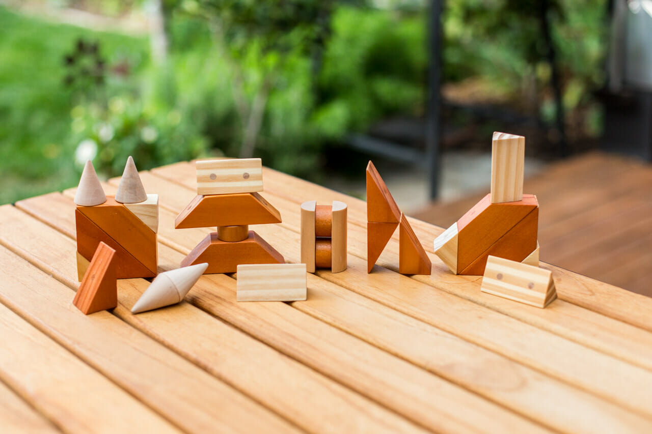 Wooden Magnetic Block Shapes Two Tone 30pcs