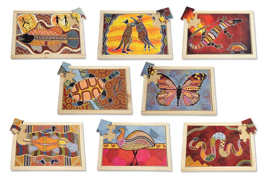Aboriginal Art Style Puzzles and Posters Set of 16