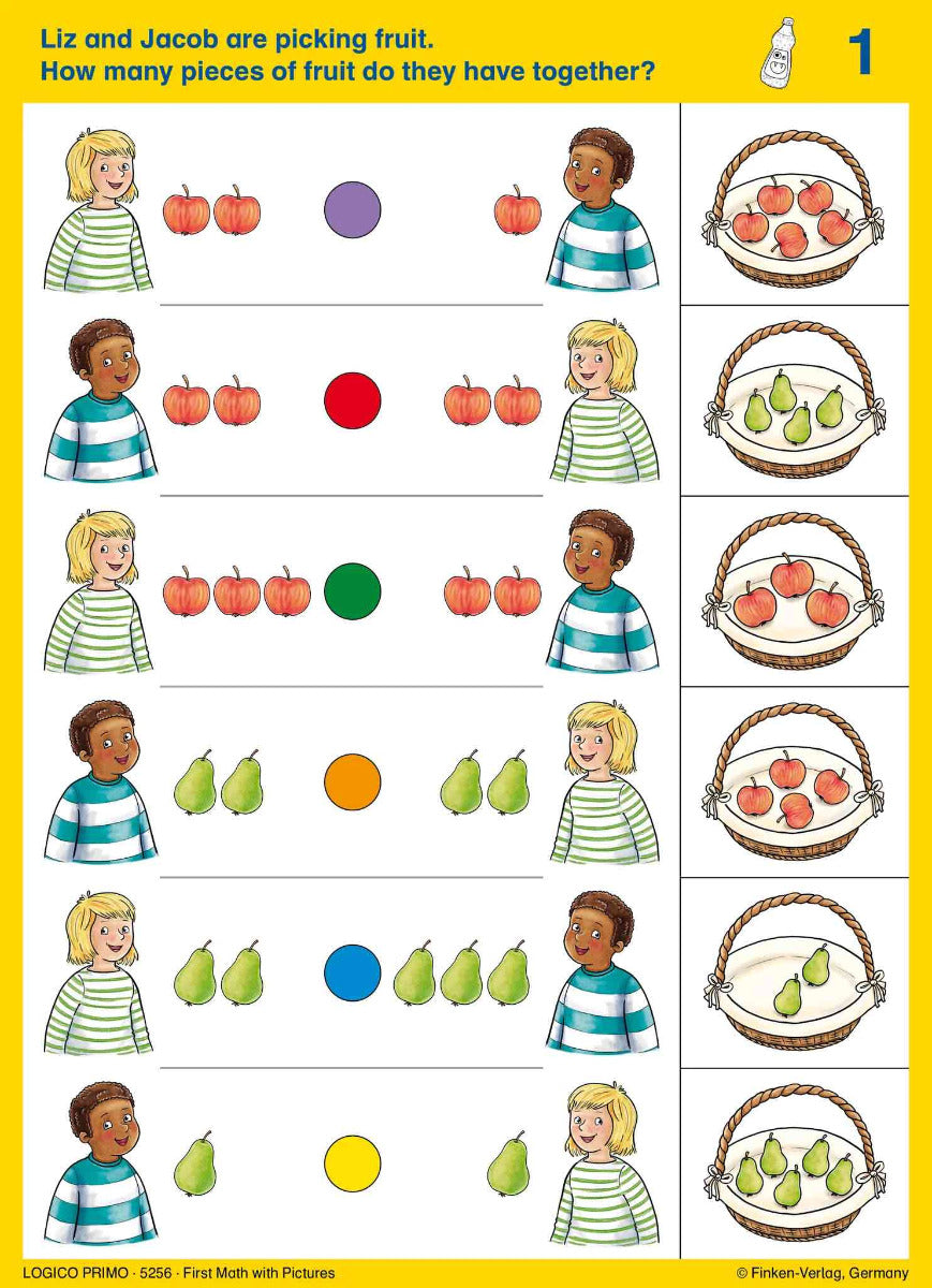 Logico PRIMO First Math With Pictures 16 Double-Sided Self-Correcting Cards (4yrs+)