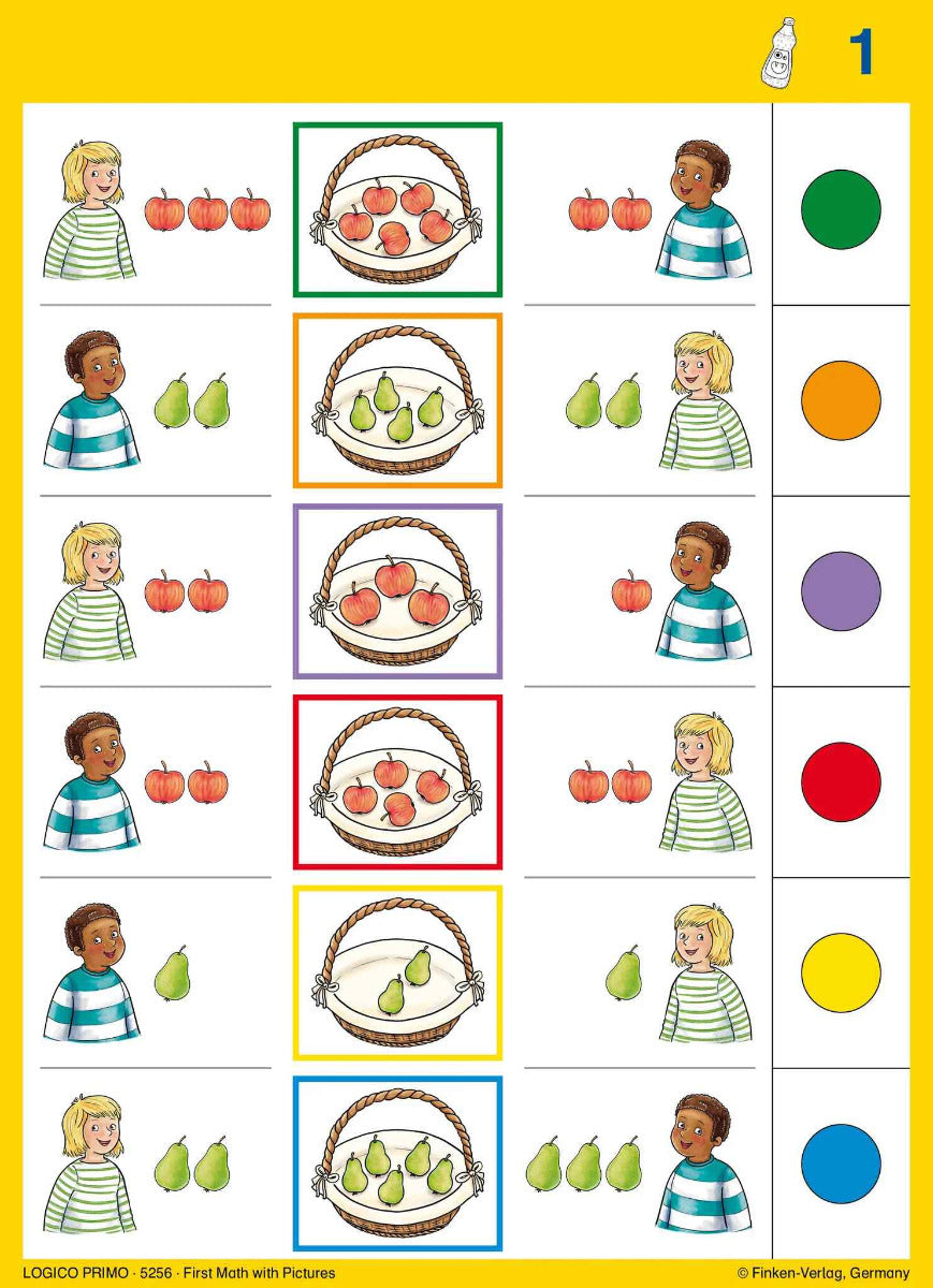 Logico PRIMO First Math With Pictures 16 Double-Sided Self-Correcting Cards (4yrs+)