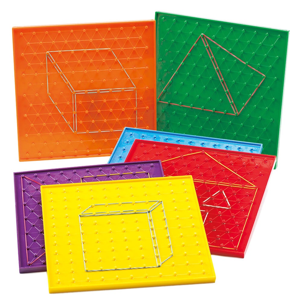 Six Large Geo Pegboards and Rubber Bands Set