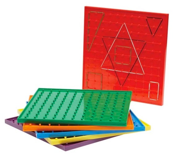 Six Large Geo Pegboards and Rubber Bands Set
