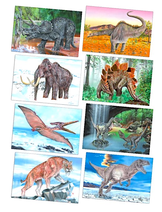 Large Prehistoric Animals Posters Set of 8