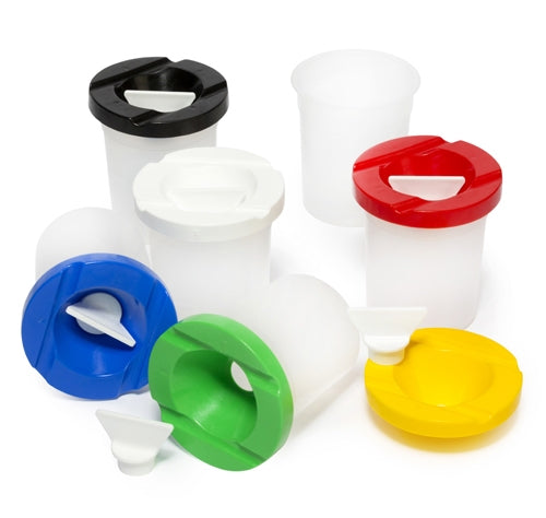 Premium Coloured Paint Pots with Lids & Stoppers 6pcs
