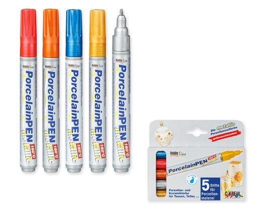 Porcelain Markers Metallic Colours 5pcs