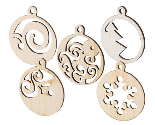 Wooden 2D Christmas Baubles 20pcs