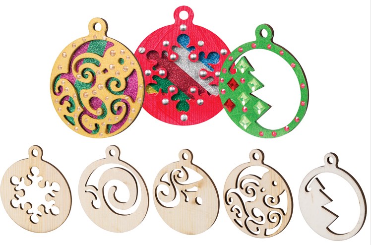 Wooden 2D Christmas Baubles 20pcs