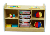 Soft Edges Toddler Solid Birch Shelving Unit 5 Spaces with 4 x 5.25l Tubs