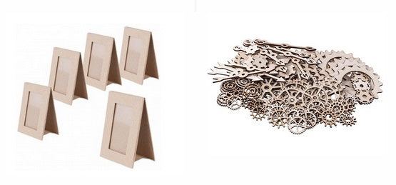 Papier Mache Photo Frames and Wooden Gears 105pcs