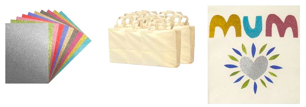 Iron-On Glitter Sheets 10 x A4 with 10 Calico Bags