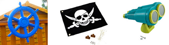 Pirate Flag, Jumbo Ship's Wheel and Jumbo Binoculars Set