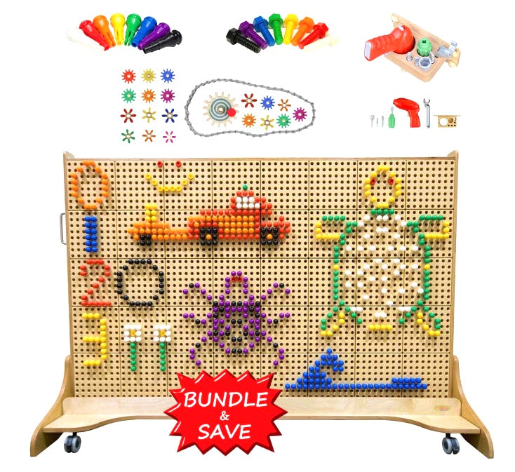 Large Double-Sided Mobile STEM Wall and Accessories Set 1071pcs