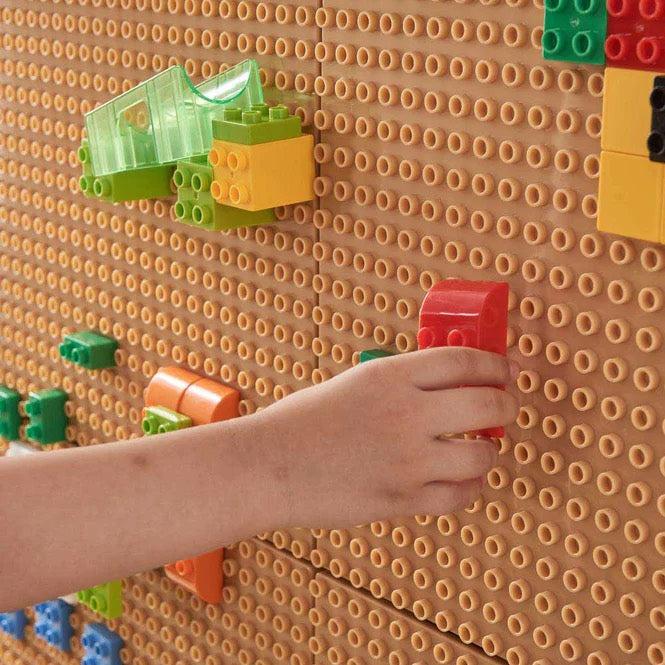 Double Sided Mobile STEM Wall (with Bricks, Baseboards & Marble Run 363pcs) and 2 Acrylic Storage Caddies
