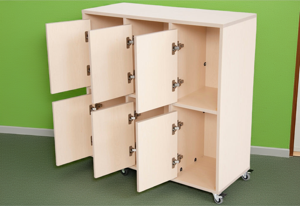 Maple Laminate 6 Space Locker Unit With Doors 90cmW x 38cmD x 90cmH
