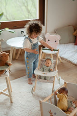 Doll’s Rocking Cradle – Wooden Pretend Play Bed with Washable Cushions