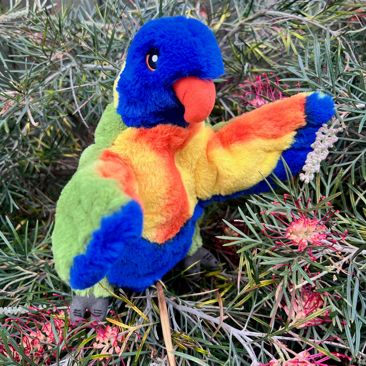 Eco Lorikeet Hand Puppet 25cm | Recycled Plush Bird Puppet | Edu-21
